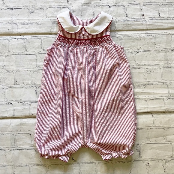 Janie and Jack Other - Girls Janie and Jack Red & White Striped Romper